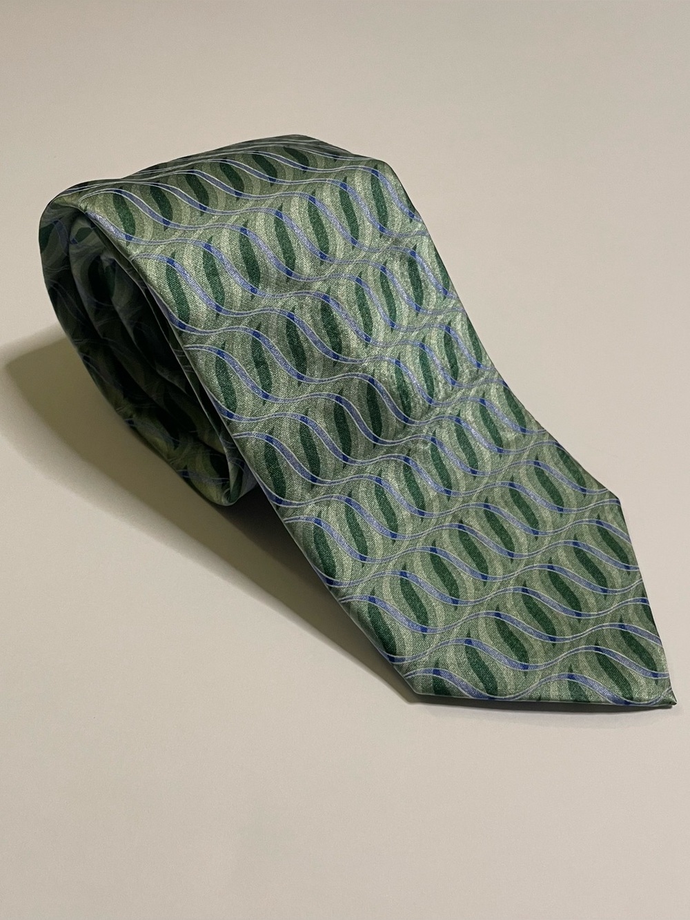 Stagg Blue and Mint Green Wave Silk Tie